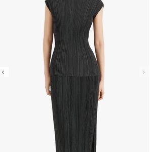 Club Monaco Micro Pleated Maxi Skirt, Dark Green